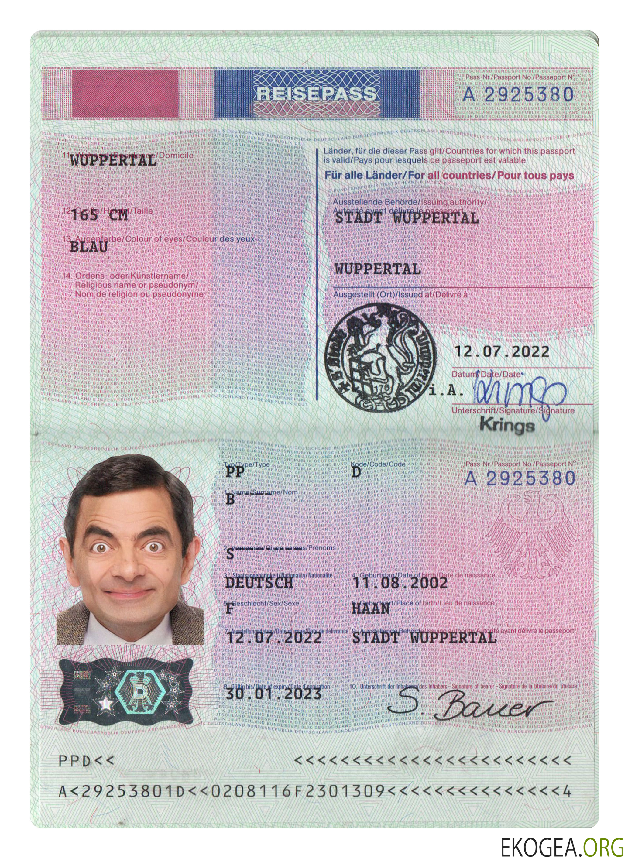 Passeport allemand 2022 présent